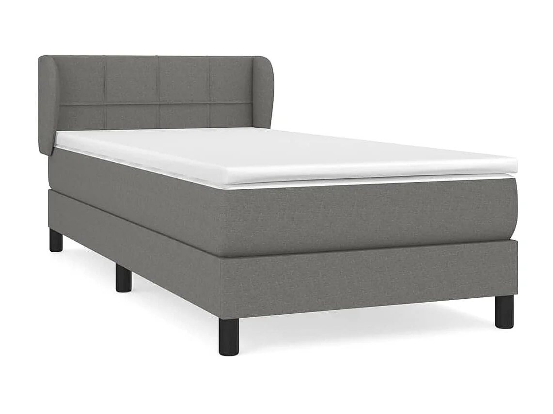 Cama continental com molas+ colchão 90x200 cm tecido cinzento-escuro PT178335