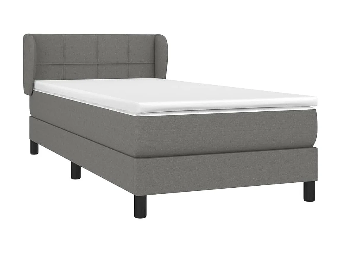 Cama continental com molas+ colchão 90x200 cm tecido cinzento-escuro PT178335