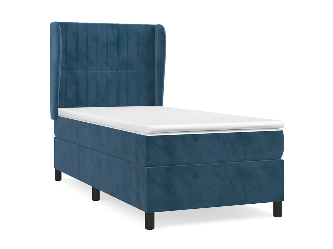 Ensemble complet boxspring - 80x200 cm + sommier tapissier + matelas Bleu foncé Velours SRGW47908