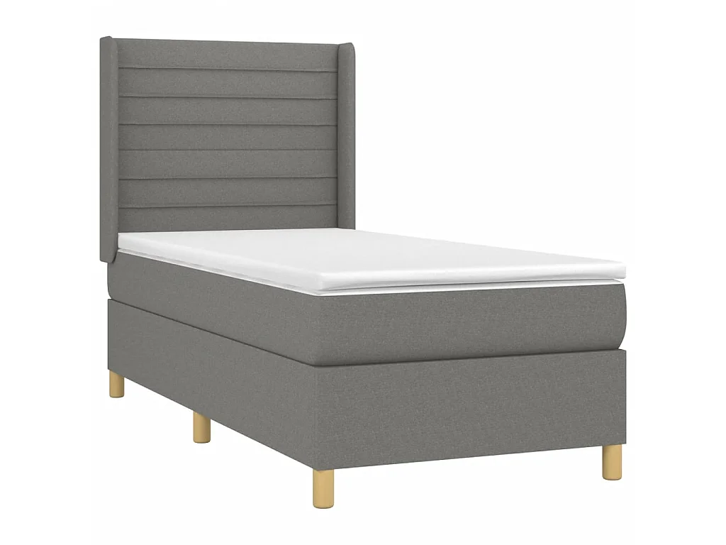 Cama continental com molas+ colchão 90x190 cm tecido cinza-escuro PT812125