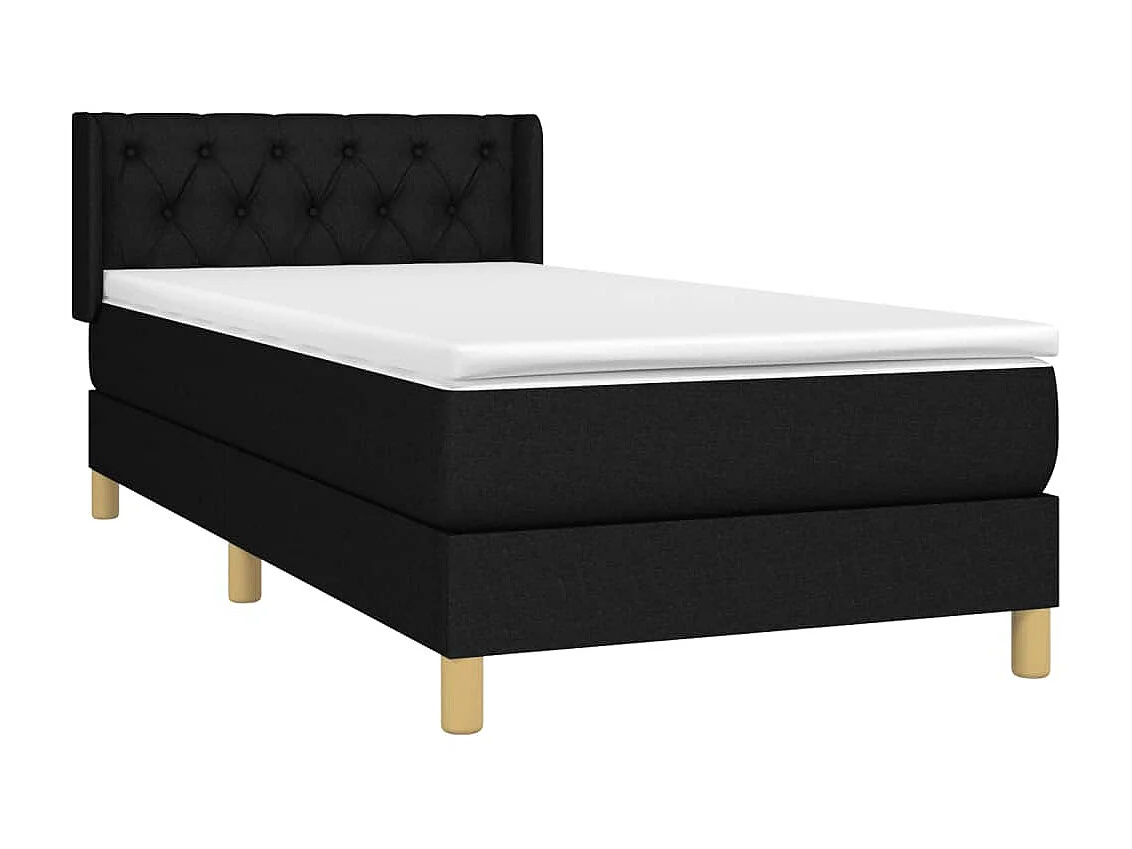 Conjunto Boxspring - 80x200 cm + Somieres + colchón tela negro ES39294