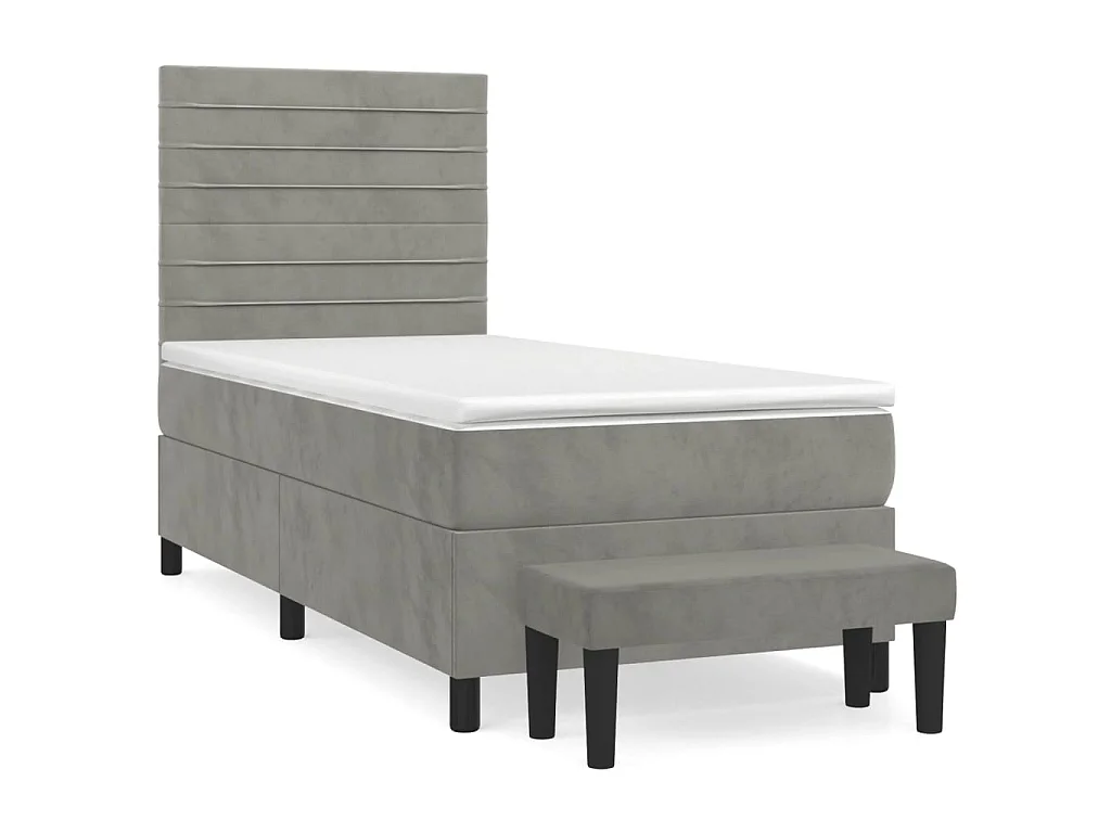 Boxspringbett mit Matratze,Bett für Schlafzimmer Hellgrau 80x200 cm Samt -CFW51464