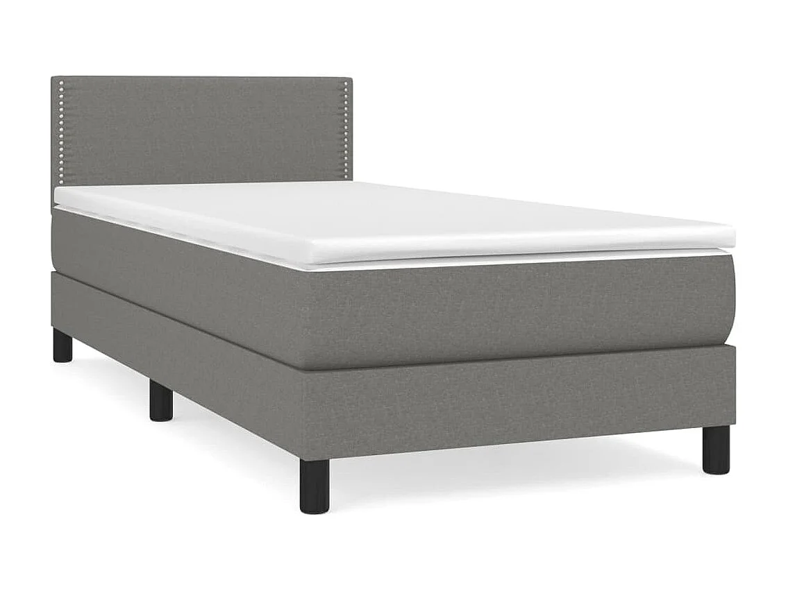 Ensemble complet boxspring - 80x200 cm + sommier tapissier + matelas Gris foncé Tissu SRGW68827
