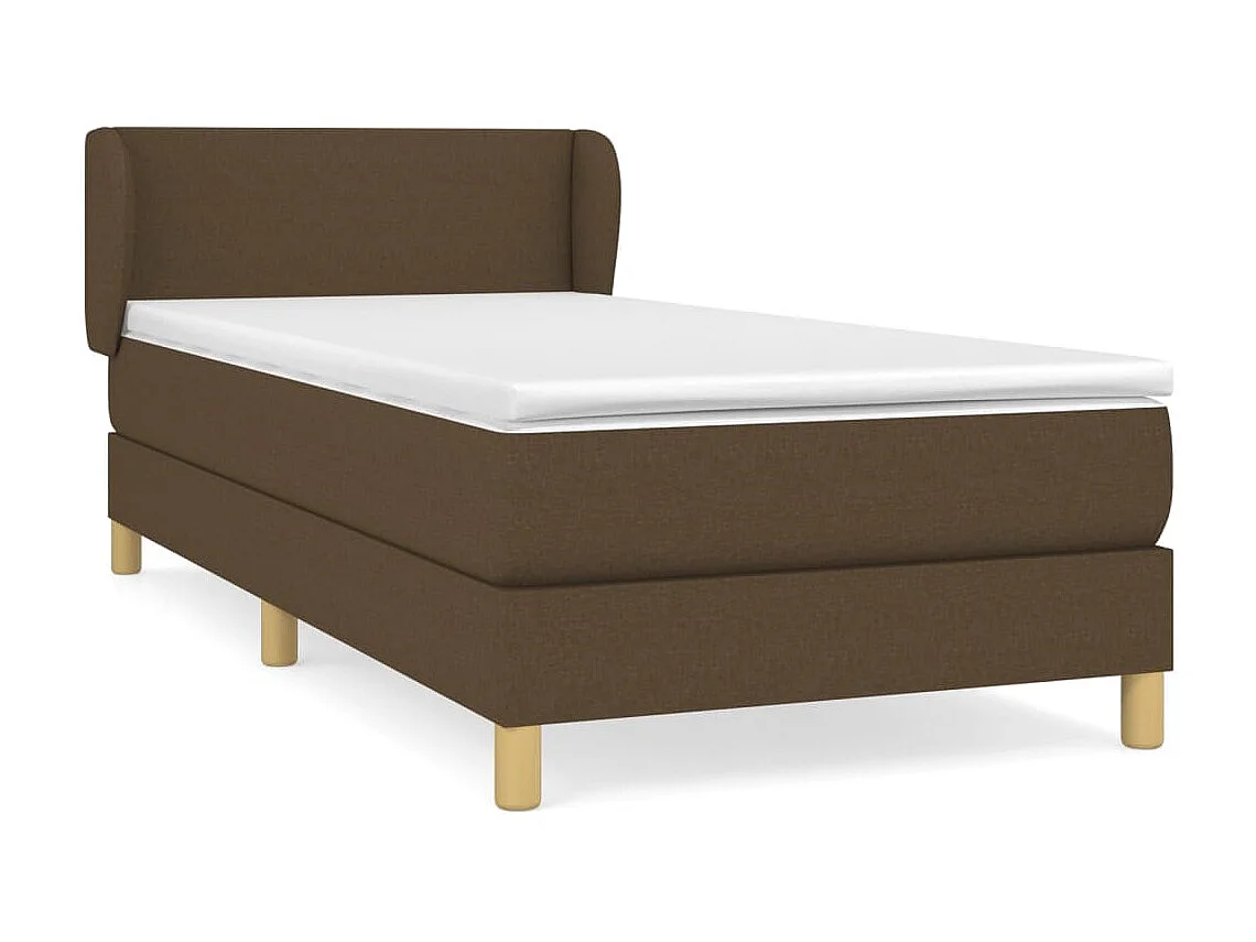 Conjunto Boxspring - 90x200 cm + Somieres + colchón tela marrón oscuro ES40517
