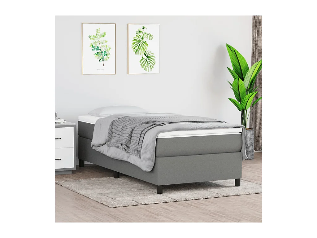 Ensemble complet boxspring - 100x200 cm + sommier tapissier + matelas Gris foncé Tissu SRGW81770
