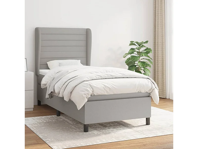 Conjunto Boxspring - 80x200 cm + Somieres + colchón tela gris claro ES36871