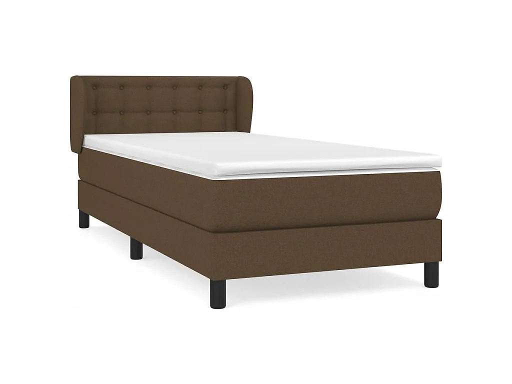 Conjunto Boxspring - 90x200 cm + Somieres + colchón tela marrón oscuro ES41057