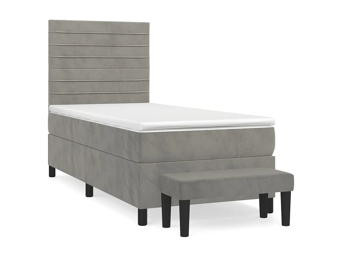 Conjunto Boxspring - 90x190 cm + Somieres + colchón terciopelo gris claro ES36905