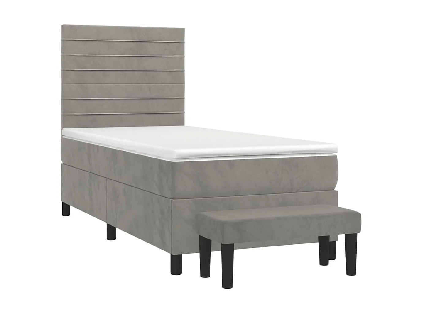 Conjunto Boxspring - 90x190 cm + Somieres + colchón terciopelo gris claro ES36905