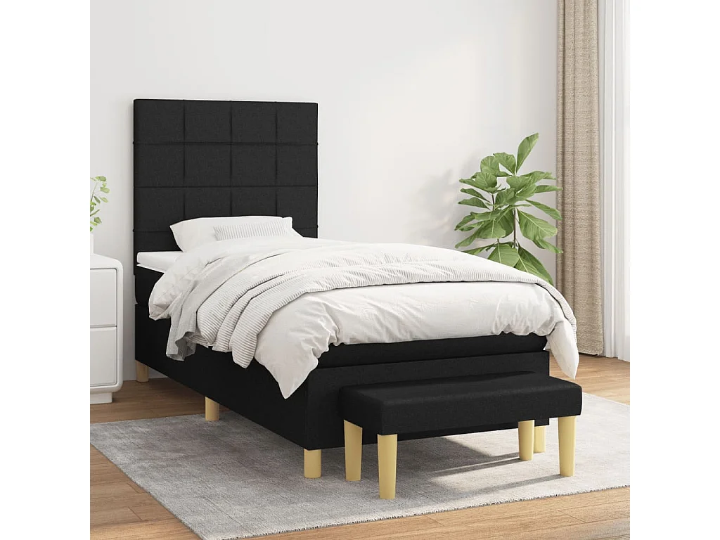 Conjunto Boxspring - 80x200 cm + Somieres + colchón tela negro ES38128