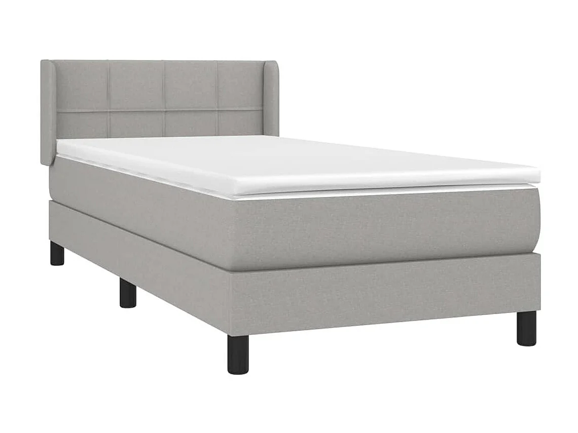Cama continental com molas+ colchão 90x200 cm tecido cinza-claro PT483822