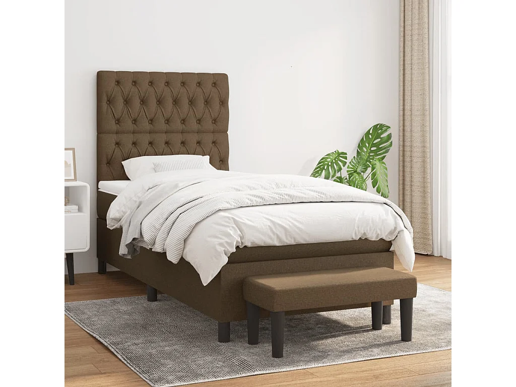 Boxspringbett mit Matratze,Bett für Schlafzimmer Dunkelbraun 90x200 cm Stoff -CFW14234