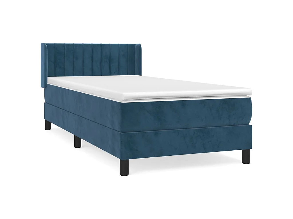 Conjunto Boxspring - 90x200 cm + Somieres + colchón terciopelo azul oscuro ES38789