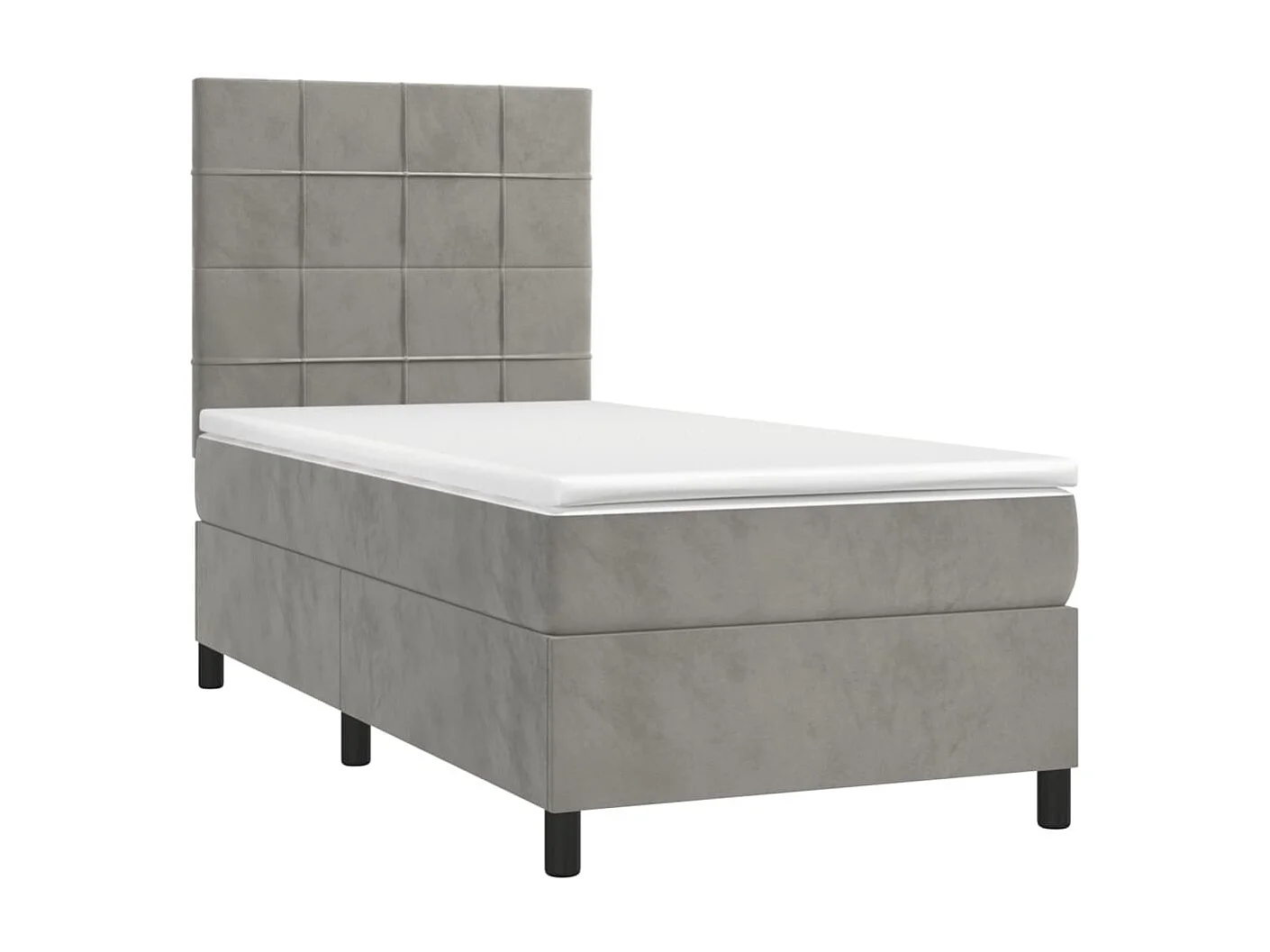 Cama continental c/ colchão/LED 90x190 cm veludo cinzento-claro PT507699