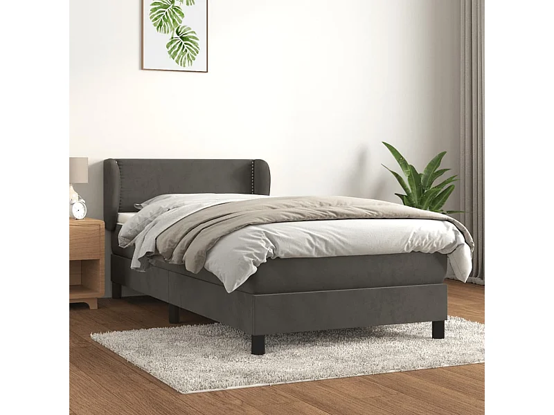 Ensemble complet boxspring - 80x200 cm + sommier tapissier + matelas Gris foncé Velours SRGW78227