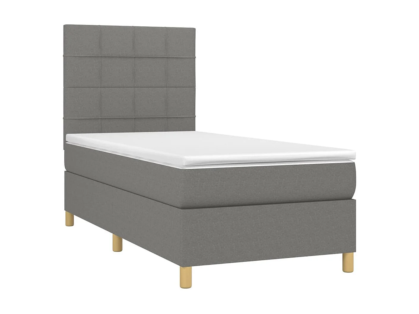 Conjunto Boxspring - 90x190 cm + Somieres + colchón + luces LED tela gris oscuro ES43408