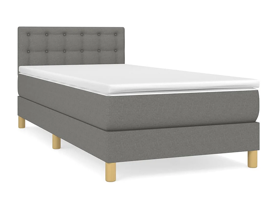 Conjunto Boxspring - 80x200 cm + Somieres + colchón tela gris oscuro ES36076