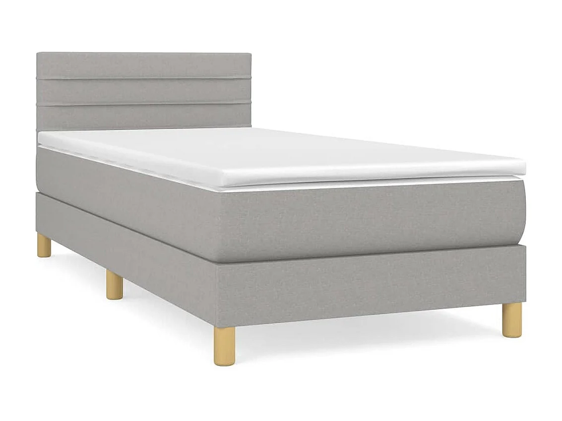 Ensemble complet boxspring - 100x200 cm + sommier tapissier + matelas Gris clair Tissu SRGW39293