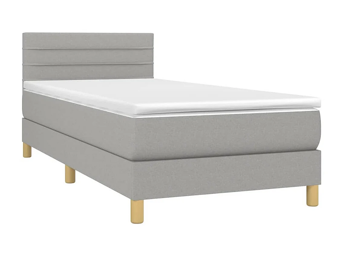Ensemble complet boxspring - 100x200 cm + sommier tapissier + matelas Gris clair Tissu SRGW39293