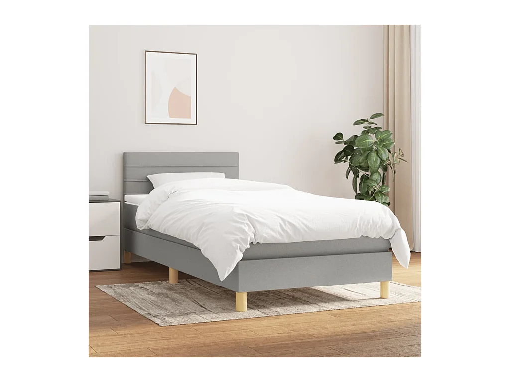 Conjunto Boxspring - 100x200 cm + Somieres + colchón tela gris claro ES37841