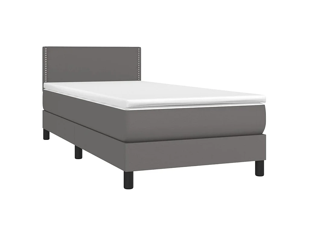 Boxspringbett mit Matratze,Bett für Schlafzimmer Grau 90x200 cm Kunstleder -CFW95315