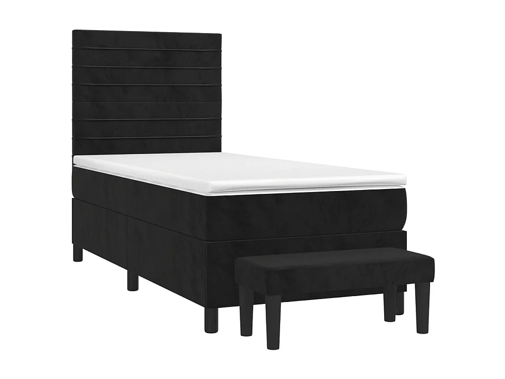 Cama continental com molas+ colchão 90x190 cm veludo preto PT535865