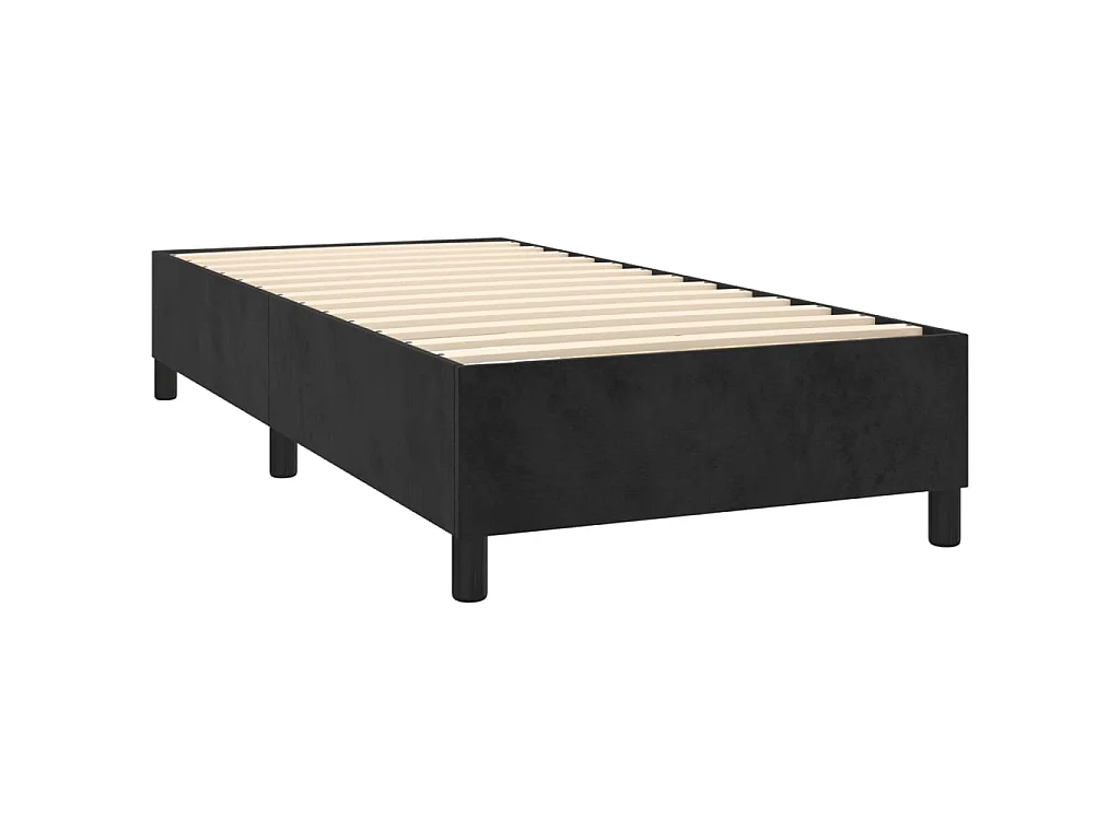 Cama continental com molas+ colchão 90x190 cm veludo preto PT535865