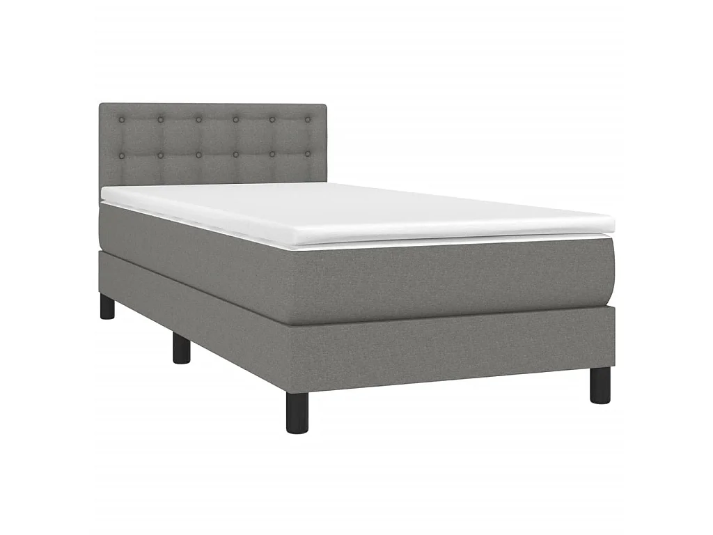Ensemble complet boxspring - 90x200 cm + sommier tapissier + matelas Gris foncé Tissu SRGW88551
