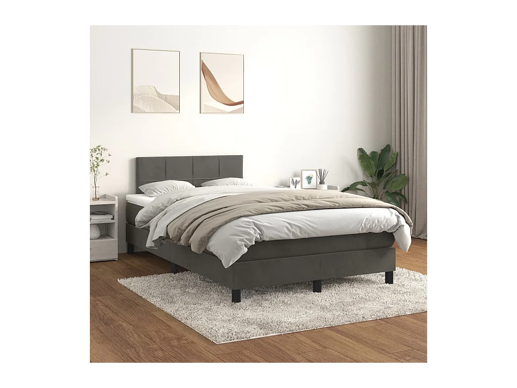 Boxspringbett mit Matratze,Bett für Schlafzimmer Dunkelgrau 120x200 cm Samt -CFW24441