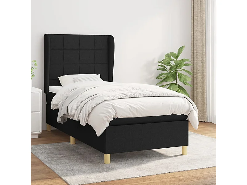 Cama continental com molas+ colchão 80x200 cm tecido preto PT630599