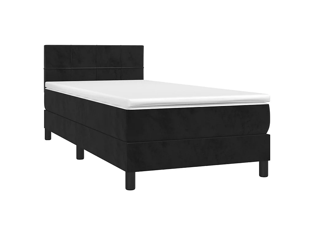 Boxspringbett mit Matratze,Bett für Schlafzimmer Schwarz 90x200 cm Samt -CFW48211