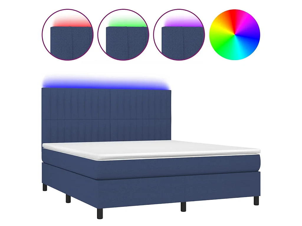 LED-Boxspringbett mit Matratze,Bett für Schlafzimmer Blau 160x200 cm Stoff -CFW35903
