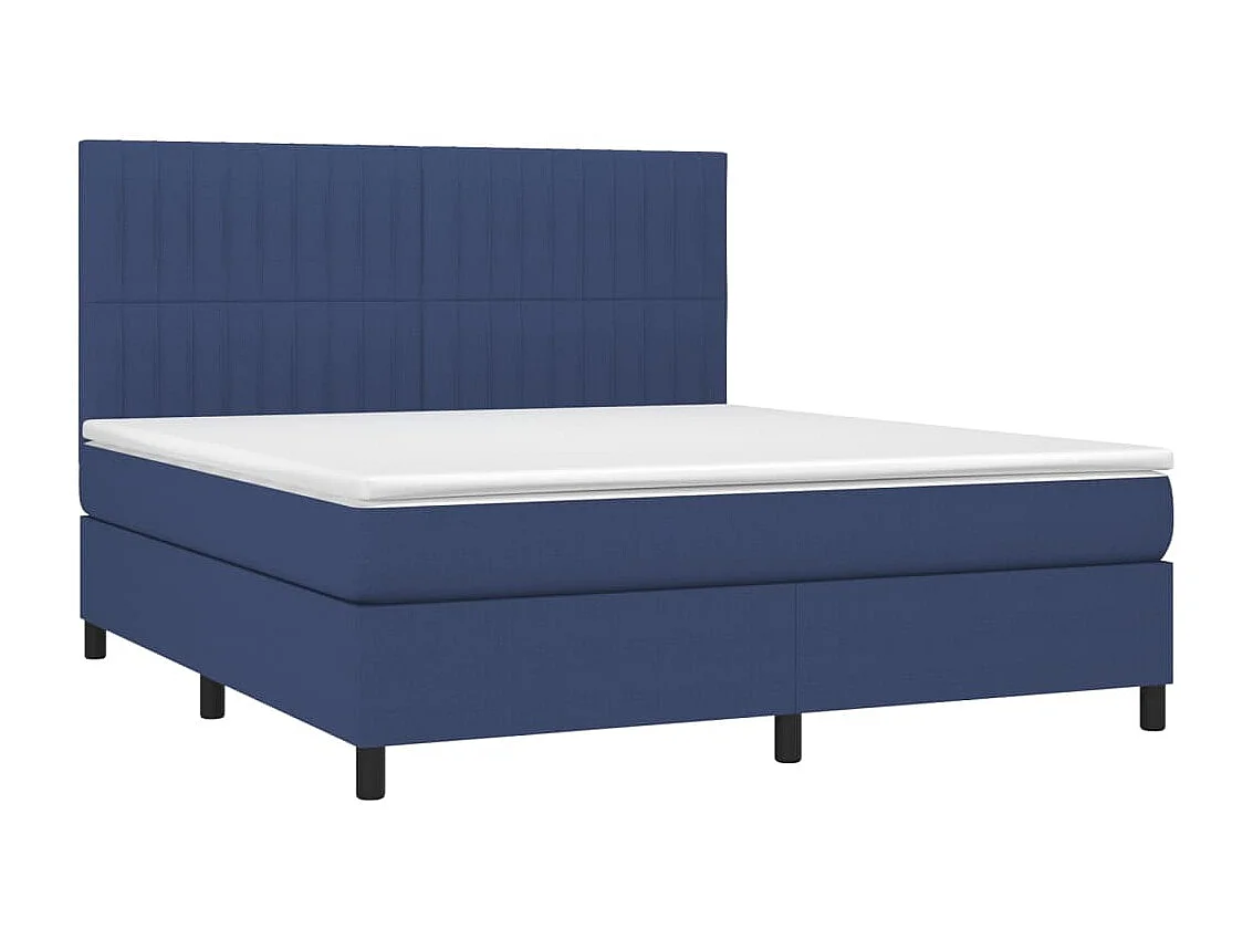 LED-Boxspringbett mit Matratze,Bett für Schlafzimmer Blau 160x200 cm Stoff -CFW35903
