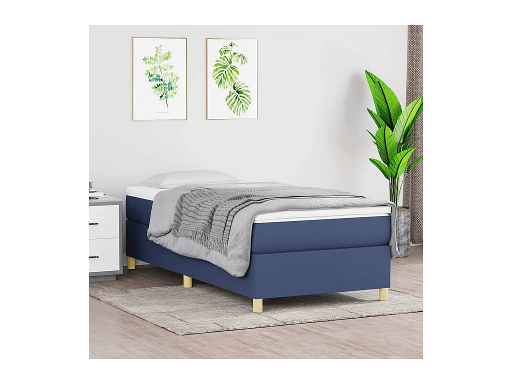 Ensemble complet boxspring - 80x200 cm + sommier tapissier + matelas Bleu Tissu SRGW45089