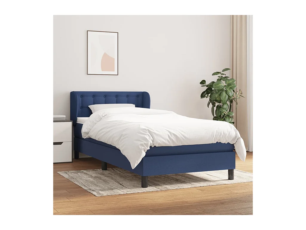 Ensemble complet boxspring - 80x200 cm + sommier tapissier + matelas Bleu Tissu SRGW85461