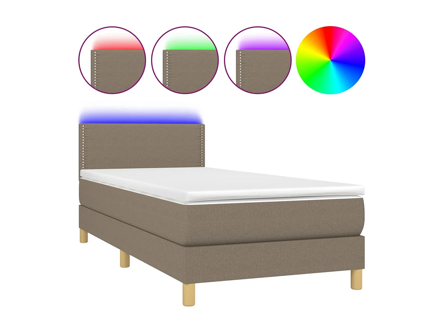 Boxspring met matras en LED stof taupe 80x200 cm NL46953