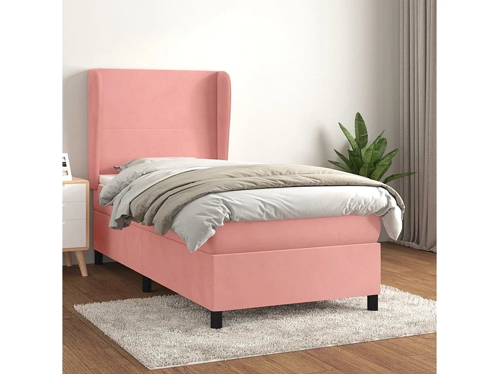 Boxspringbett mit Matratze,Bett für Schlafzimmer Rosa 90x190 cm Samt -CFW21836