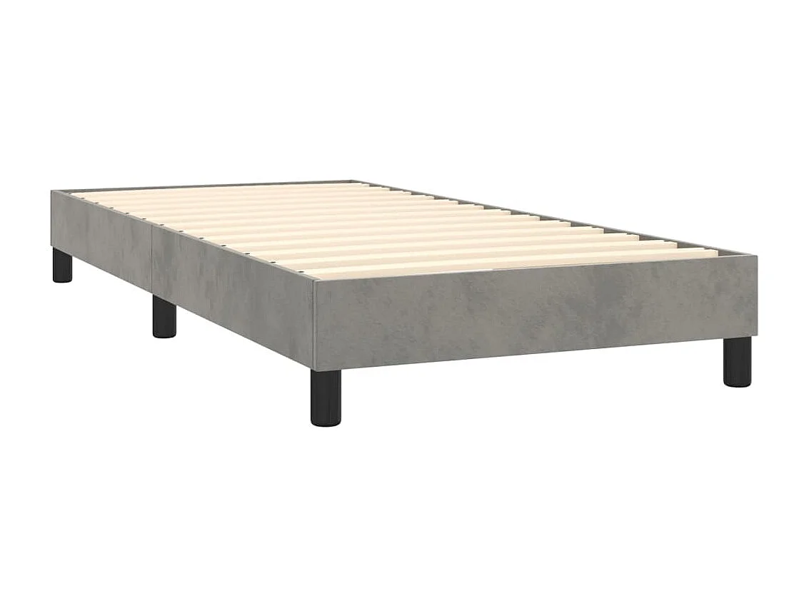 Cama continental com molas+ colchão 80x200 cm veludo cinza-claro PT888826