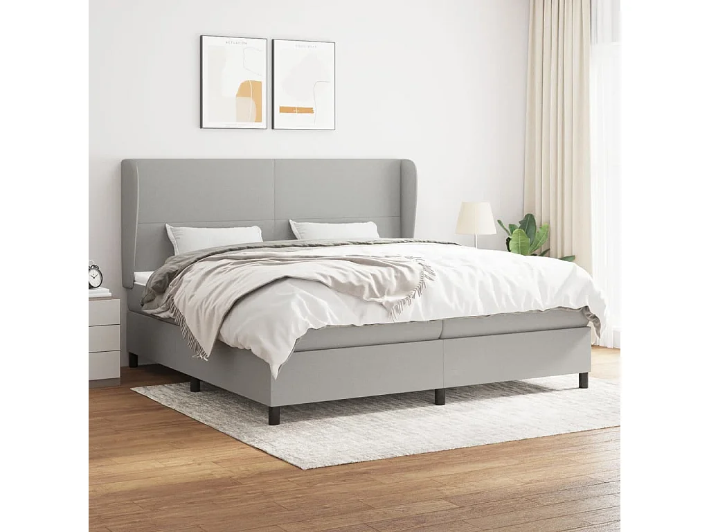 Conjunto Boxspring - 200x200 cm + Somieres + colchón tela gris claro ES37647