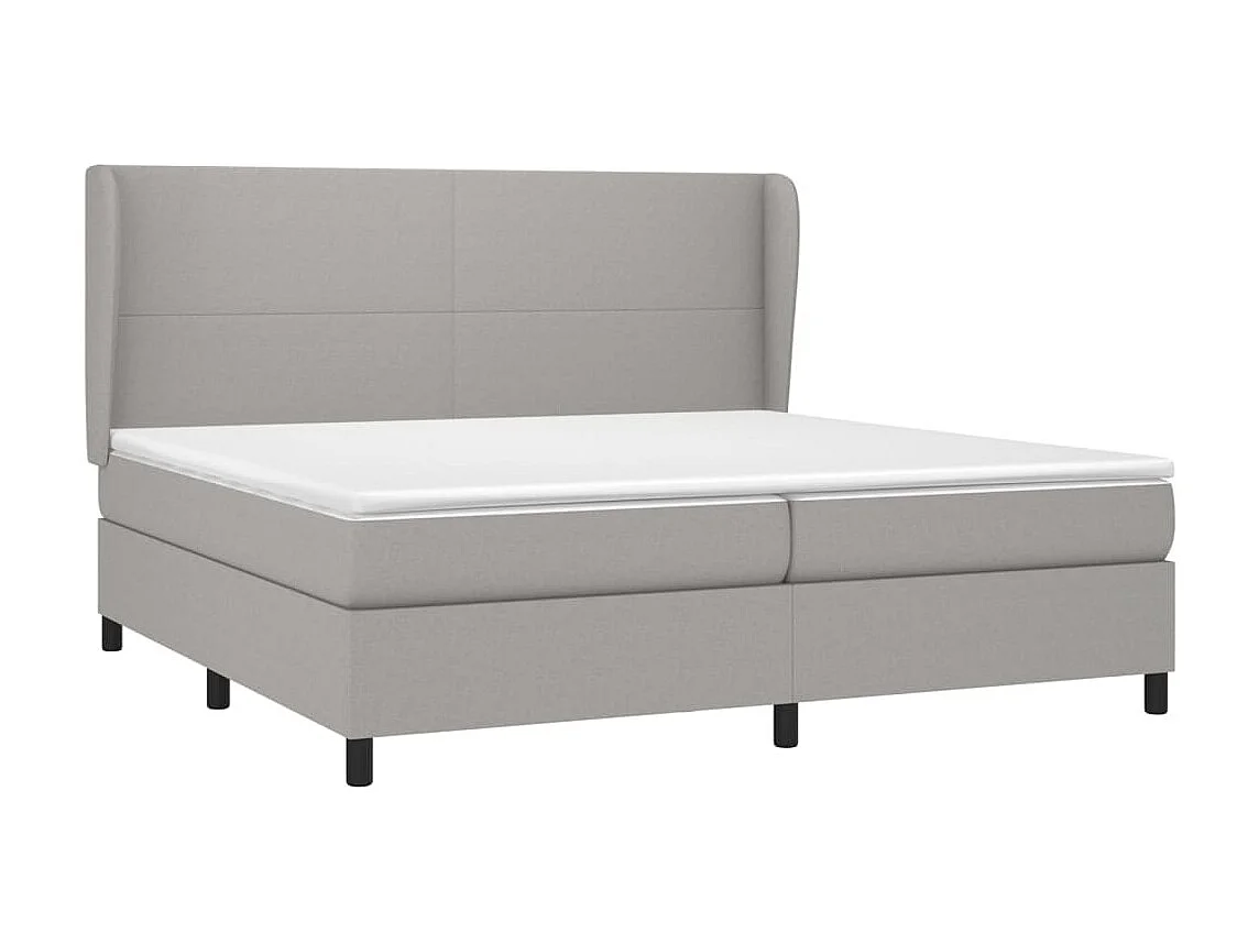 Conjunto Boxspring - 200x200 cm + Somieres + colchón tela gris claro ES37647