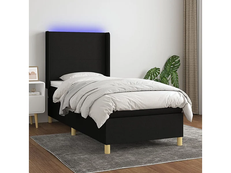 LED-Boxspringbett mit Matratze,Bett für Schlafzimmer Schwarz 80x200 cm Stoff -CFW18972
