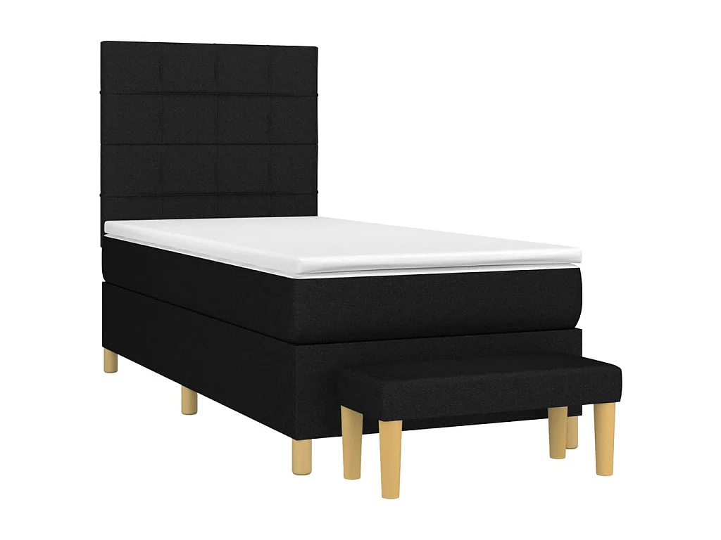 Cama continental com molas+ colchão 90x200 cm tecido preto PT328546