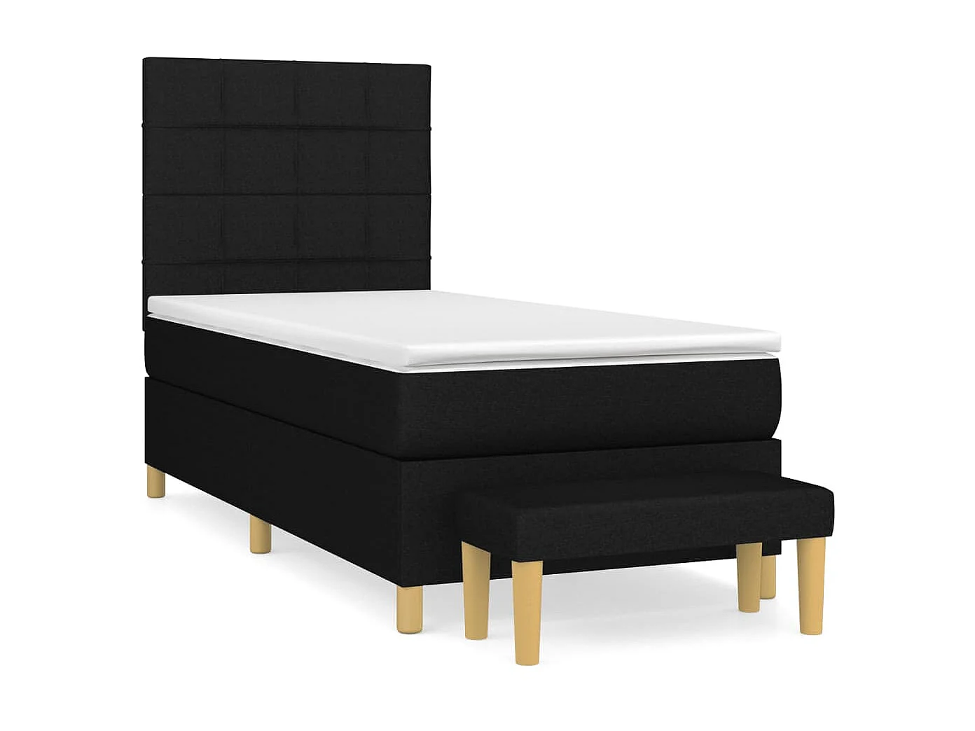 Cama continental com molas+ colchão 90x200 cm tecido preto PT328546