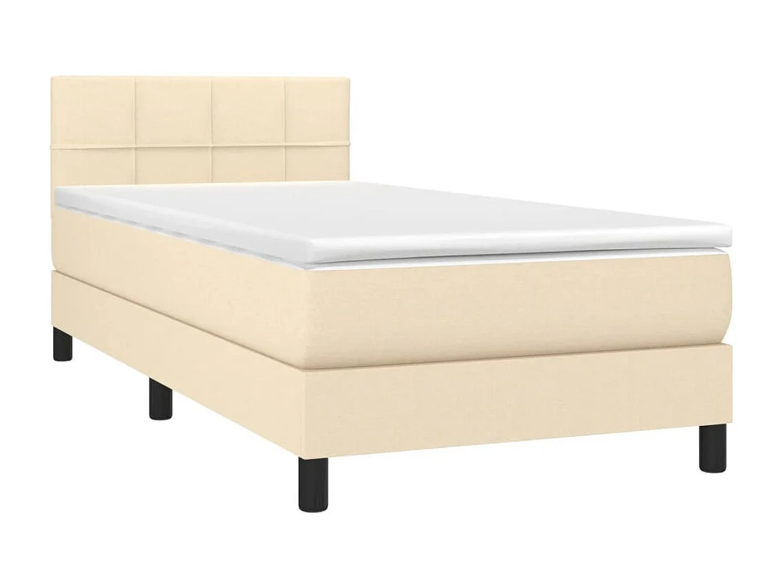 Conjunto Boxspring - 90x200 cm + Somieres + colchón tela color crema ES39752