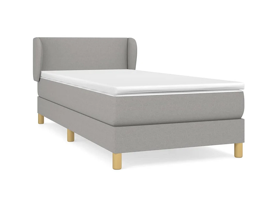 Boxspring met matras stof lichtgrijs 90x200 cm NL55191