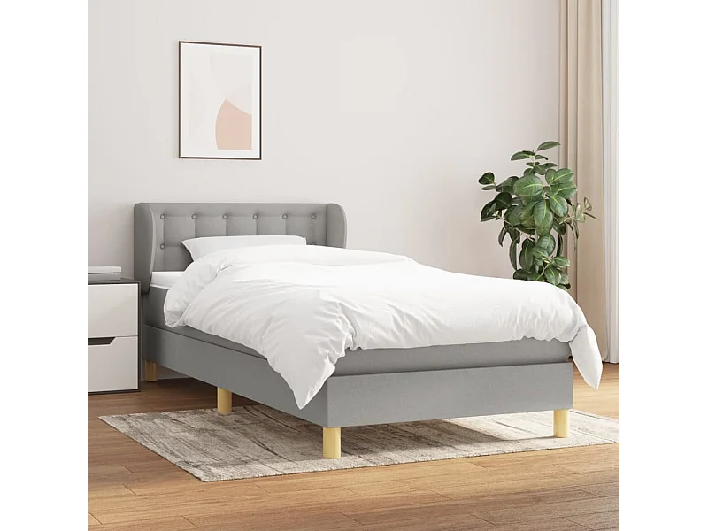 Ensemble complet boxspring - 90x190 cm + sommier tapissier + matelas Gris clair Tissu SRGW59782