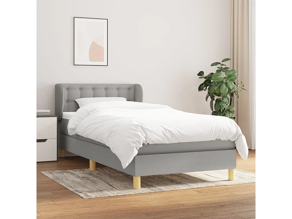Cama continental com molas+ colchão 90x190 cm tecido cinzento-claro PT495671