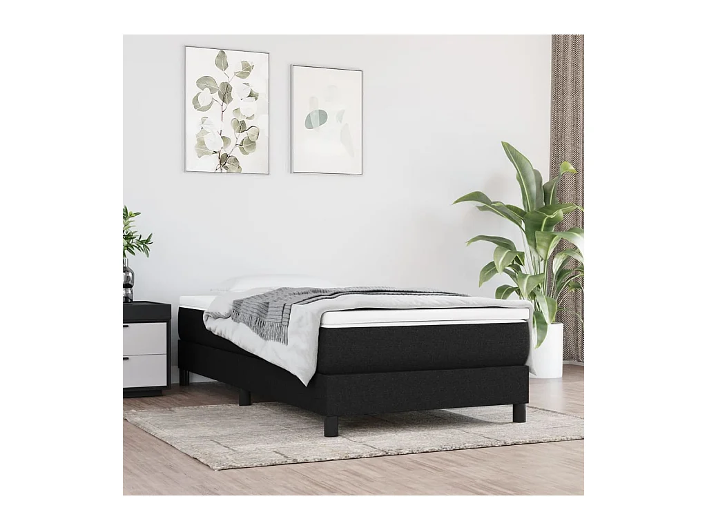 Ensemble complet boxspring - 90x200 cm + sommier tapissier + matelas Noir Tissu SRGW99240