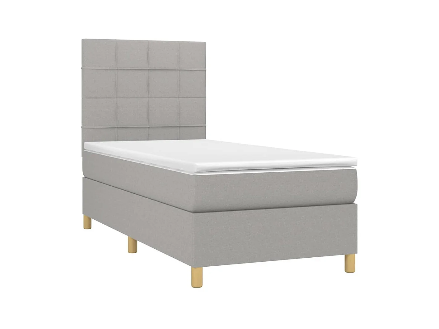 Ensemble complet boxspring - 90x190 cm + sommier tapissier + matelas Gris clair Tissu SRGW64695