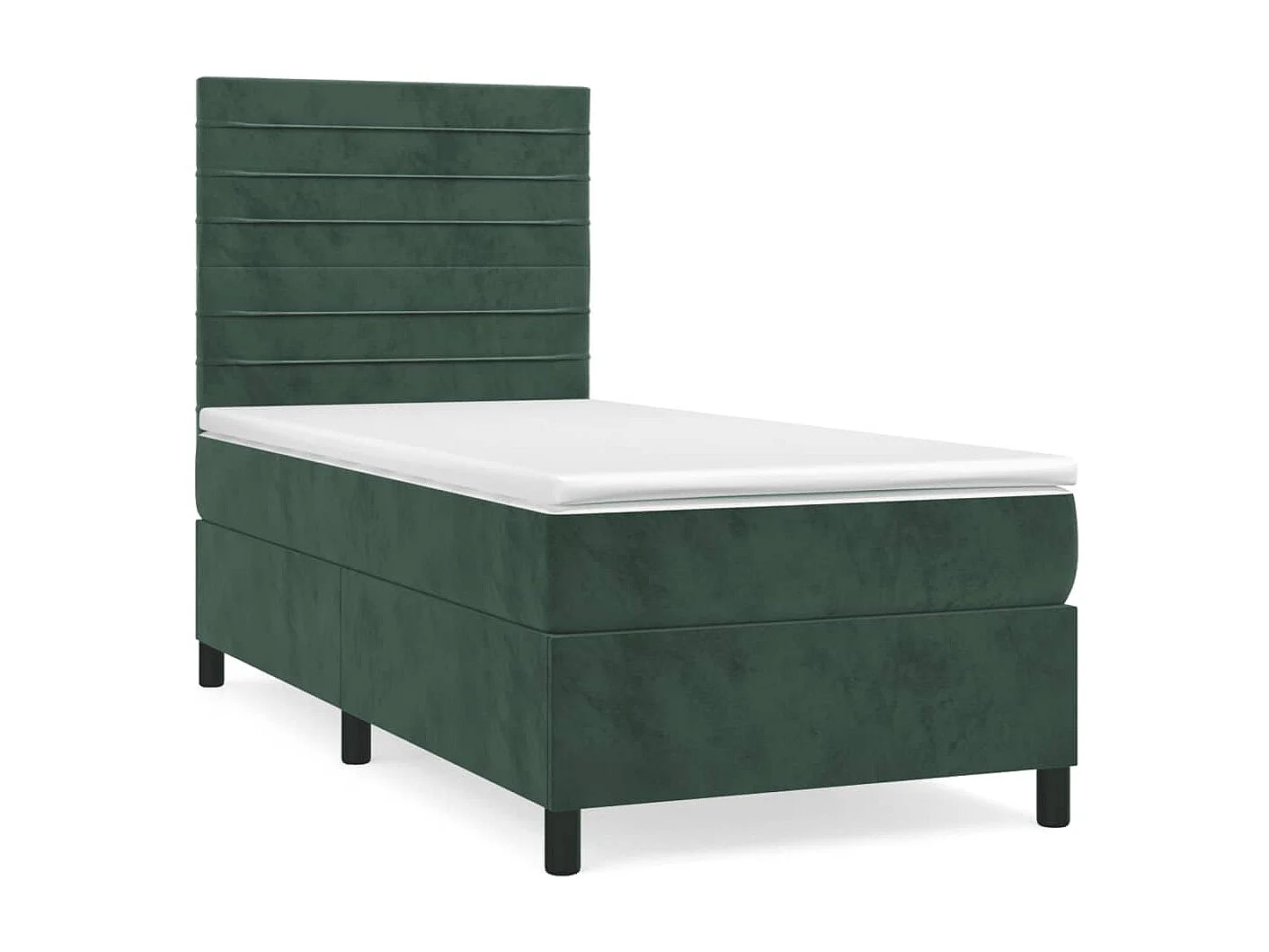 Cama continental com molas+ colchão 100x200 cm veludo verde-escuro PT787307